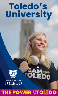 University of Toledo advertisement with logo and "Your Hometown Choice Fueling Tomorrows"